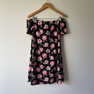 H&M Off The Shoulders Bold Floral Shift Dress Medium